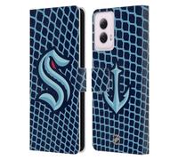 Head Case Designs Officially Licensed NHL Net Pattern Seattle Kraken Leather Book Wallet Case Cover Compatible With Motorola Moto G Power (2024)