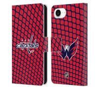 Head Case Designs Officially Licensed NHL Net Pattern Washington Capitals Leather Wallet Case Compatible With Apple iPhone 16e