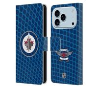 Head Case Designs Officially Licensed NHL Net Pattern Winnipeg Jets Leather Wallet Case Compatible With Apple iPhone 17 Pro