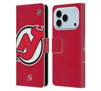 Head Case Designs Officially Licensed NHL Oversized New Jersey Devils Leather Wallet Case Compatible With Apple iPhone 17 Pro