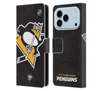 Head Case Designs Officially Licensed NHL Oversized Pittsburgh Penguins Leather Wallet Case Compatible With Apple iPhone 17 Pro