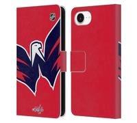 Head Case Designs Officially Licensed NHL Oversized Washington Capitals Leather Wallet Case Compatible With Apple iPhone 16e