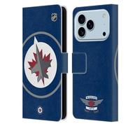 Head Case Designs Officially Licensed NHL Oversized Winnipeg Jets Leather Wallet Case Compatible With Apple iPhone 17 Pro