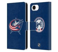 Head Case Designs Officially Licensed NHL Plain Columbus Blue Jackets Leather Wallet Case Compatible With Apple iPhone 16e