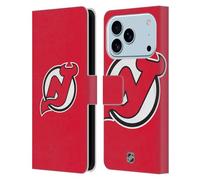 Head Case Designs Officially Licensed NHL Plain New Jersey Devils Leather Wallet Case Compatible With Apple iPhone 17 Pro