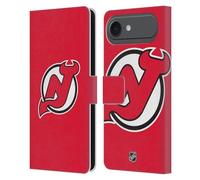 Head Case Designs Officially Licensed NHL Plain New Jersey Devils Leather Wallet Case Compatible With Apple iPhone 17 Air