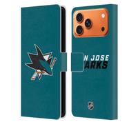 Head Case Designs Officially Licensed NHL Plain San Jose Sharks Leather Wallet Case Compatible With Apple iPhone 17 Pro Max