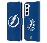 Head Case Designs Officially Licensed NHL Plain Tampa Bay Lightning Leather Wallet Case Compatible With Samsung Galaxy S22 5G