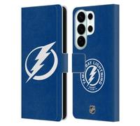 Head Case Designs Officially Licensed NHL Plain Tampa Bay Lightning Leather Wallet Case Compatible With Samsung Galaxy S26 Ultra