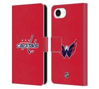 Head Case Designs Officially Licensed NHL Plain Washington Capitals Leather Wallet Case Compatible With Apple iPhone 16e