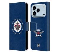 Head Case Designs Officially Licensed NHL Plain Winnipeg Jets Leather Wallet Case Compatible With Apple iPhone 17 Pro