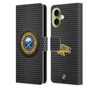 Head Case Designs Officially Licensed NHL Puck Texture Buffalo Sabres Leather Wallet Case Compatible With Apple iPhone 17