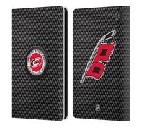 Head Case Designs Officially Licensed NHL Puck Texture Carolina Hurricanes Leather Wallet Case Compatible With Amazon Fire 7 2022