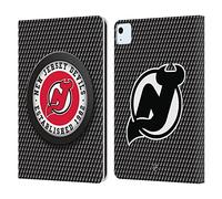 Head Case Designs Officially Licensed NHL Puck Texture New Jersey Devils Leather Wallet Case Compatible With Apple iPad Air 11 2020/2022/2024/2025