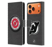 Head Case Designs Officially Licensed NHL Puck Texture New Jersey Devils Leather Wallet Case Compatible With Apple iPhone 17 Pro Max