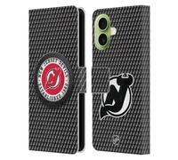 Head Case Designs Officially Licensed NHL Puck Texture New Jersey Devils Leather Wallet Case Compatible With Apple iPhone 17