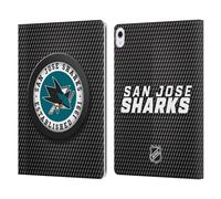 Head Case Designs Officially Licensed NHL Puck Texture San Jose Sharks Leather Wallet Case Compatible With Apple iPad Air 13 2024/2025