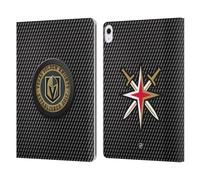 Head Case Designs Officially Licensed NHL Puck Texture Vegas Golden Knights Leather Wallet Case Compatible With Apple iPad Air 13 2024/2025
