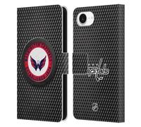 Head Case Designs Officially Licensed NHL Puck Texture Washington Capitals Leather Wallet Case Compatible With Apple iPhone 16e