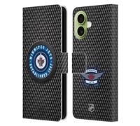 Head Case Designs Officially Licensed NHL Puck Texture Winnipeg Jets Leather Wallet Case Compatible With Apple iPhone 17