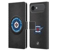 Head Case Designs Officially Licensed NHL Puck Texture Winnipeg Jets Leather Wallet Case Compatible With Apple iPhone 17 Air