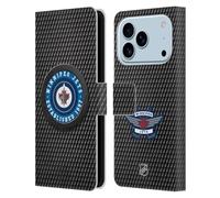 Head Case Designs Officially Licensed NHL Puck Texture Winnipeg Jets Leather Wallet Case Compatible With Apple iPhone 17 Pro
