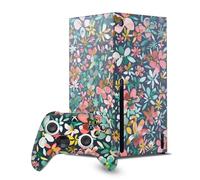 Head Case Designs Officially Licensed Ninola Colourful Petals Green Assorted Game Console Wrap and Game Controller Skin Bundle Compatible With Xbox Series X