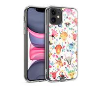 Head Case Designs Officially Licensed Ninola Cute Ox Farm Watercolor Patterns Gel Case [Military Grade Protection] Compatible with Apple iPhone 11 and Compatible with MagSafe