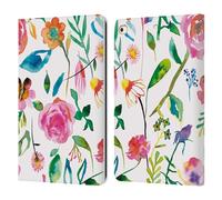 Head Case Designs Officially Licensed Ninola Floral Green Flower Patterns Leather Wallet Case Compatible With Apple iPad 9.7 2017 / iPad 9.7 2018