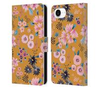 Head Case Designs Officially Licensed Ninola Flowers Mustard Floral 2 Leather Wallet Case Compatible With Apple iPhone 16e