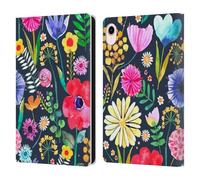 Head Case Designs Officially Licensed Ninola Flowers Spring Garden Navy Spring Floral Leather Wallet Case Compatible With Apple iPad mini (2021/2024)