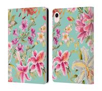 Head Case Designs Officially Licensed Ninola Liliums Pink Aqua Pastel Beautiful Floral Leather Wallet Case Compatible With Apple iPad mini (2021/2024)