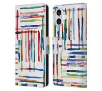 Head Case Designs Officially Licensed Ninola Modern Scandi Stripes 2025-26 Pattern Collection Leather Wallet Case Compatible With Apple iPhone 16 Plus