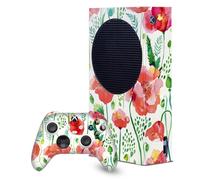 Head Case Designs Officially Licensed Ninola Red Flower Assorted Game Console Wrap and Game Controller Skin Bundle Compatible With Xbox Series S