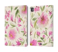 Head Case Designs Officially Licensed Ninola Romantic Peony Roses Pink 2025-26 Pattern Collection Leather Wallet Case Compatible With Apple iPad Pro 13 M4/M5 2024/2025