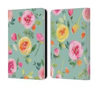 Head Case Designs Officially Licensed Ninola Sweet Summer Floral Roses Green 2025-26 Pattern Collection Leather Wallet Case Compatible With Amazon Kindle 11th Gen (2024)