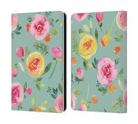 Head Case Designs Officially Licensed Ninola Sweet Summer Floral Roses Green 2025-26 Pattern Collection Leather Wallet Case Compatible With Amazon Kindle Paperwhite 6