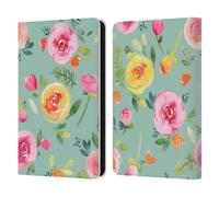 Head Case Designs Officially Licensed Ninola Sweet Summer Floral Roses Green 2025-26 Pattern Collection Leather Wallet Case Compatible With Amazon Kindle 11th Gen 6in 2022