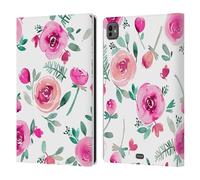 Head Case Designs Officially Licensed Ninola Sweet Summer Floral Roses Pink 2025-26 Pattern Collection Leather Wallet Case Compatible With Apple iPad Pro 11 M4/M5 2024/2025