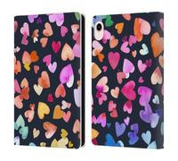 Head Case Designs Officially Licensed Ninola Valentines Hearts Black Colorful Leather Wallet Case Compatible With Apple iPad mini (2021/2024)