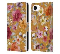 Head Case Designs Officially Licensed Ninola Winter Bouquets Mustard Floral Patterns Leather Wallet Case Compatible With Apple iPhone 16e