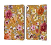 Head Case Designs Officially Licensed Ninola Winter Bouquets Mustard Floral Patterns Leather Wallet Case Compatible With Apple iPad Air 13 2024/2025