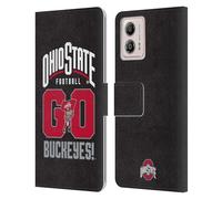 Head Case Designs Officially Licensed Ohio State University Go Buckeyes Football Graphics Leather Book Wallet Case Cover Compatible With Motorola Moto G53 5G