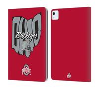 Head Case Designs Officially Licensed Ohio State University Map Football Graphics Leather Wallet Case Compatible With Apple iPad Air 11 2020/2022/2024