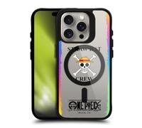 Head Case Designs Officially Licensed One Piece Colourful Crew Logo Text Graphic Art Black Shockproof Bumper Case [Military Grade] Compatible with Apple iPhone 15 Pro and Compatible with MagSafe