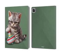 Head Case Designs Officially Licensed P.D. Moreno Colorful Spinning Top Play Cat Artwork Leather Wallet Case Compatible With Apple iPad Pro 12.9 2020/2021/2022