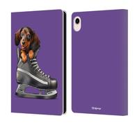 Head Case Designs Officially Licensed P.D. Moreno Dachshund Hockey Sport Puppies Leather Wallet Case Compatible With Apple iPad mini (2021/2024)