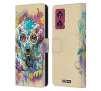 Head Case Designs Officially Licensed P.D. Moreno Dog Colourful Drip Art Cats And Dogs Leather Book Wallet Case Cover Compatible With Motorola Edge 50 Fusion