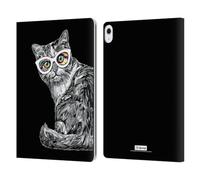 Head Case Designs Officially Licensed P.D. Moreno Kitten Back Stare Black And White Cats Leather Wallet Case Compatible With Apple iPad Air 13 2024/2025