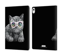 Head Case Designs Officially Licensed P.D. Moreno Kitten Straight Face Black And White Cats Leather Wallet Case Compatible With Apple iPad Air 13 2024/2025
